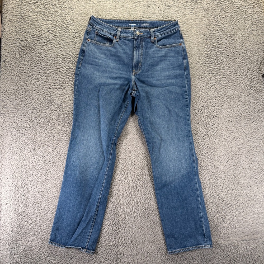 Old Navy OG Jeans Womens 12 Blue Cotton Denim Straight Travel Workwear Stretch